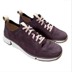 Ladies Clarks Casual Trainers 'Tri Spark' Trigenic Sneakers Burgundy Size 10